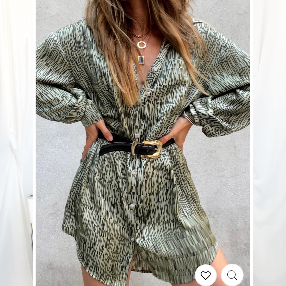 12th Tribe Green Patterned Mini Dress